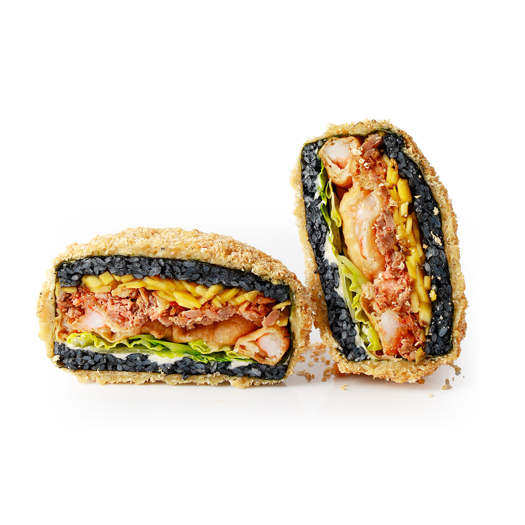 Суші бургер  креветка & гриль лосось